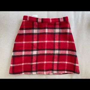 Vintage Red Benetton Plaid Skirt, 25” Waist